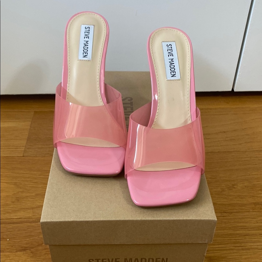 Steve Madden Pink Patent Leather Slide Heels Size 8